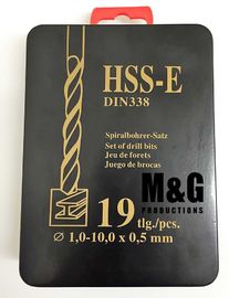 caja negra del metal del acabamiento del oro de las brocas del corredor 19PCS y embalaje plástico de Rose
